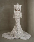2024 NEW Long Sleeve Saudi Arabia Dresses High Neck Lace Beading Mermaid Wedding Dress