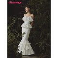 Sexy Mermaid Dresses Sweetheart Spaghetti Strap Bridal Gown Ruffles Wedding Dress