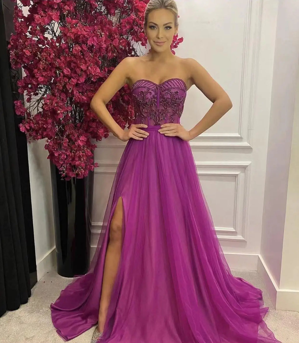 Fashion Grace Beading Evening Dress Women Elegant Multiple Color Custom Evening Dress for Party Prom