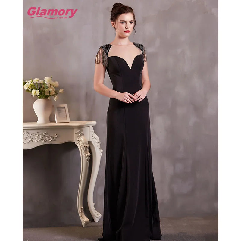 Black European Style Knitted Skirt Sexy Backless Dresses Women Elegant Evening Dress