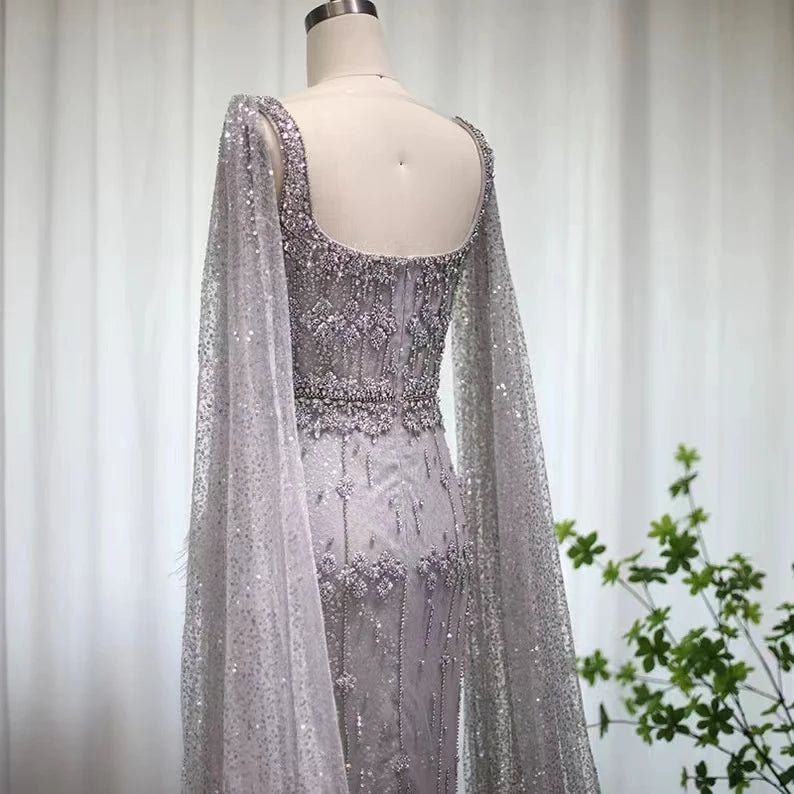 New Mermaid Fashionable Women Crystal Beading Midi Party Dresses High Quality Feather Evening Dresses