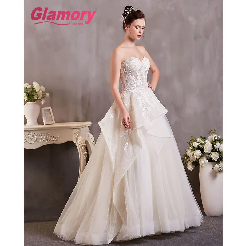 2020 Luxury Wedding Dress Applique Couture Sweetheart Wedding Gown With Detachable Skirt