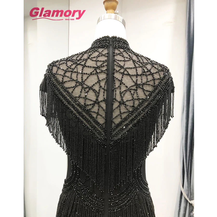 Black 2020 NEW Design From Turkey Sexy Beading High Neck Robe Soiree Long Prom Mermaid Evening Dress