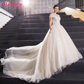 2020 Luxury Embroidered Applique Couture Dress With Detachable Skirt Wedding Gown