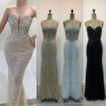 Luxury Dubai Mermaid Crysta Rhinestones Nude Evening Dresses Elegant Sweetheart Beaded Arabic Women Wedding Party Gowns