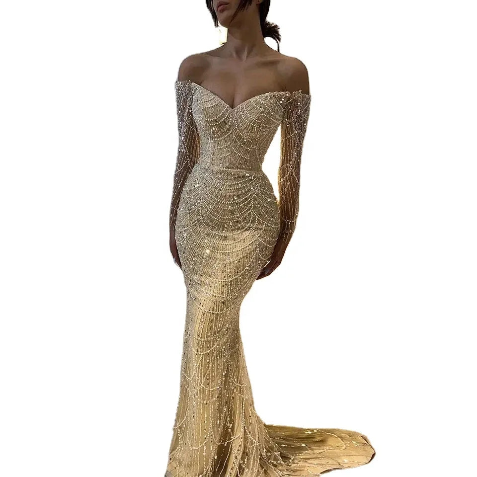 Luxury Dubai Mermaid 2024 Evening Dresses Elegant Saudi Arabia Formal Party Gowns for Women Wedding