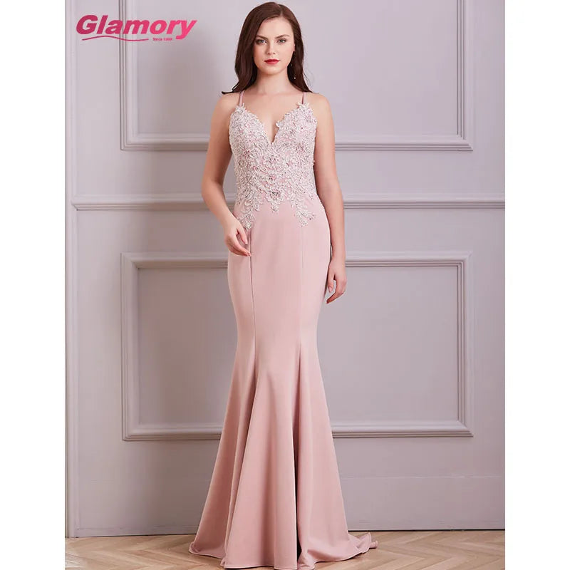 New 2020 Women Lace Appliques Dresses Sweetheart Mermaid Prom Elegant Long Evening Dress