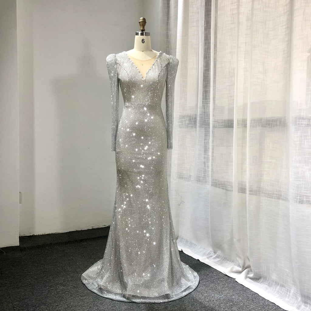 Women Beaded Mermaid Evening Dresses Elegant Evening Gown Sequin Party Prom Dresses