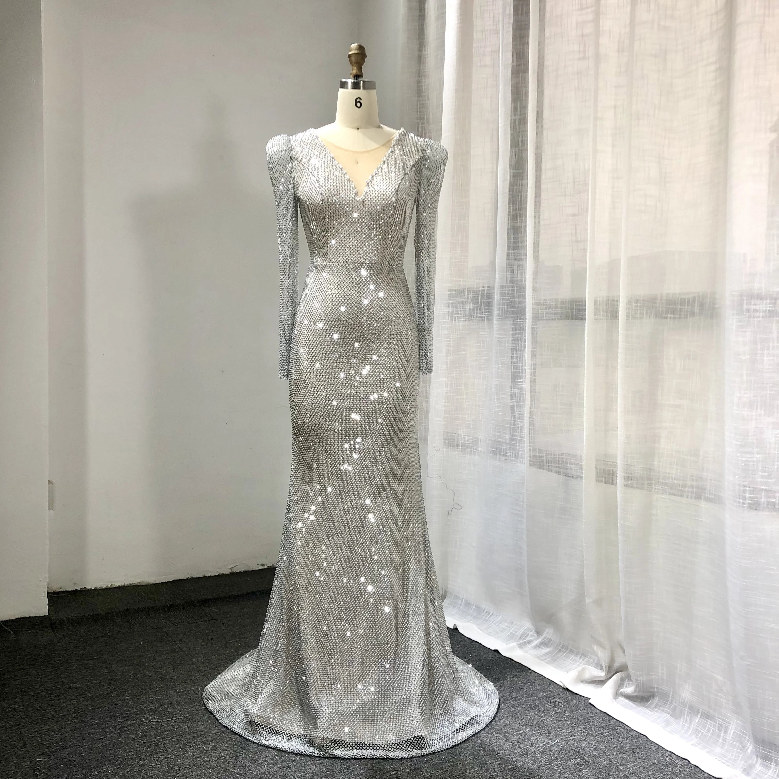 Women Beaded Mermaid Evening Dresses Elegant Evening Gown Sequin Party Prom Dresses