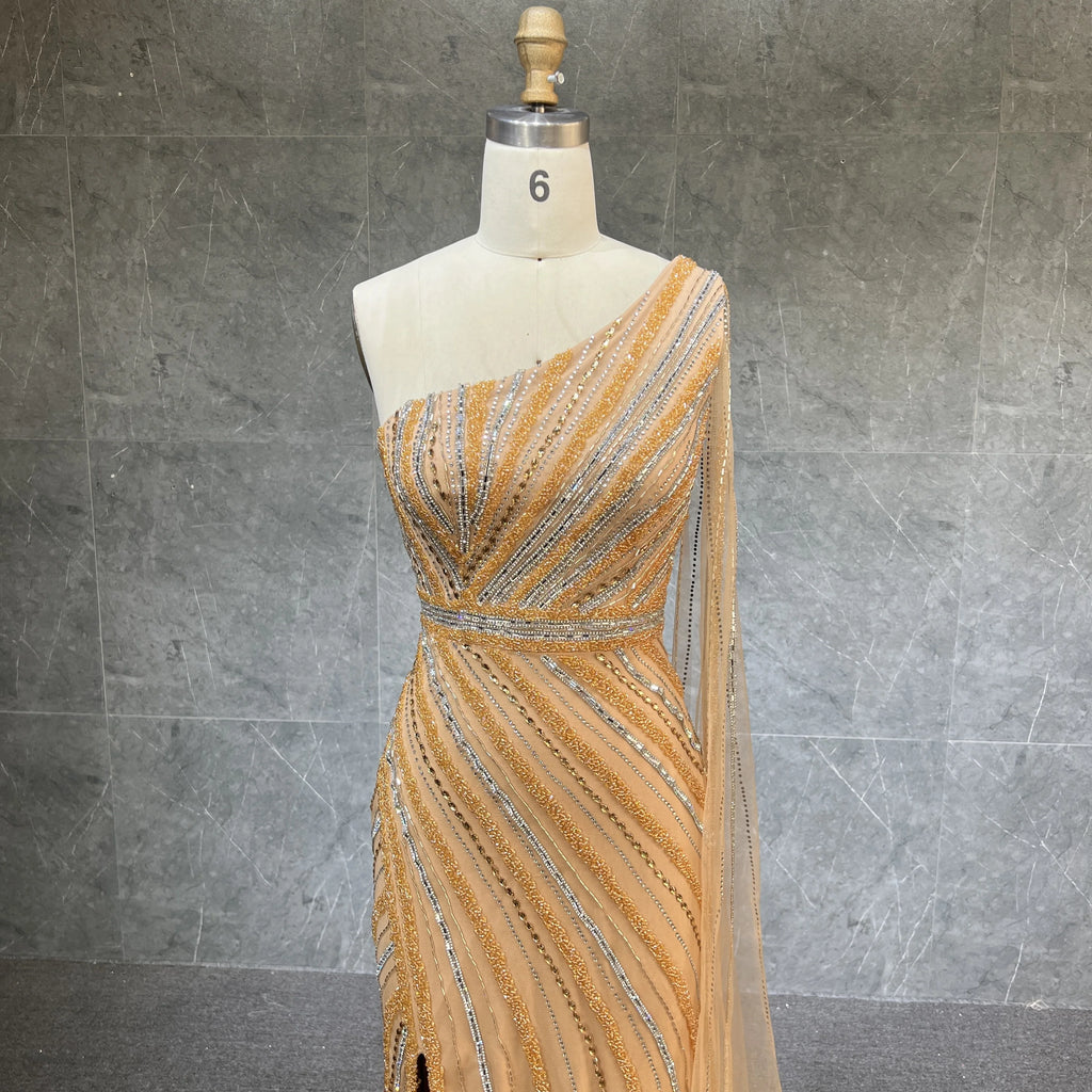 New Fashion Sexy One-Shoulder Bustier Corset Elegant Bodycon Elegant Beading  Evening Dresses