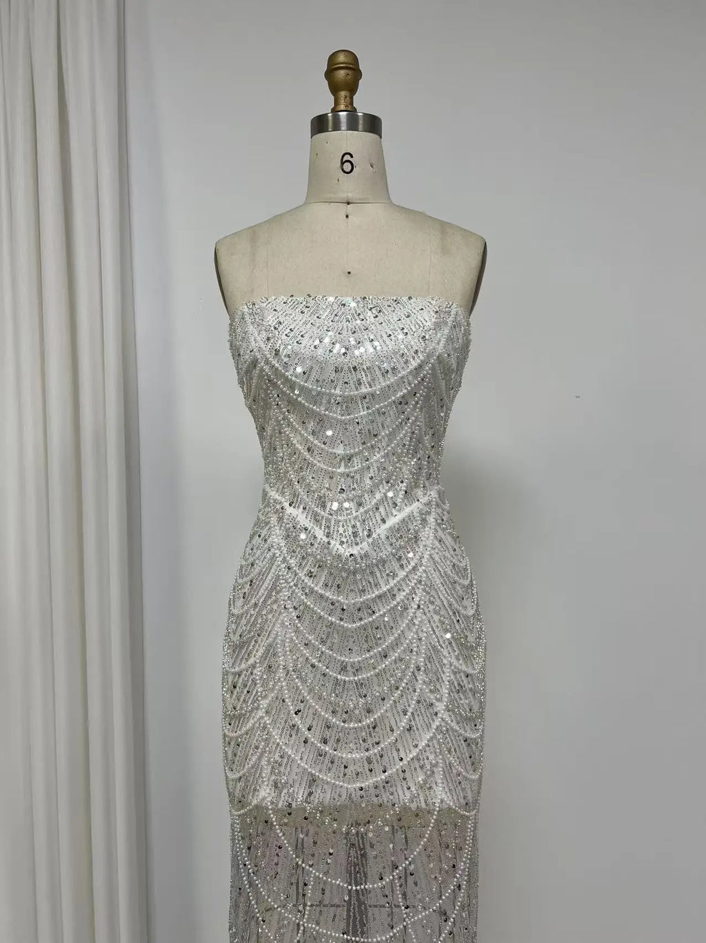 New Arrival Nude Luxury Beaded Pearls Mermaid Evening Dresses 2025 Women Party Evening Gown