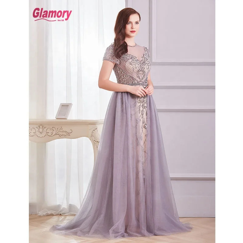 Gray Evening Dress With Dubai Design 2020  Luxury A-Line Formal Party Gown
