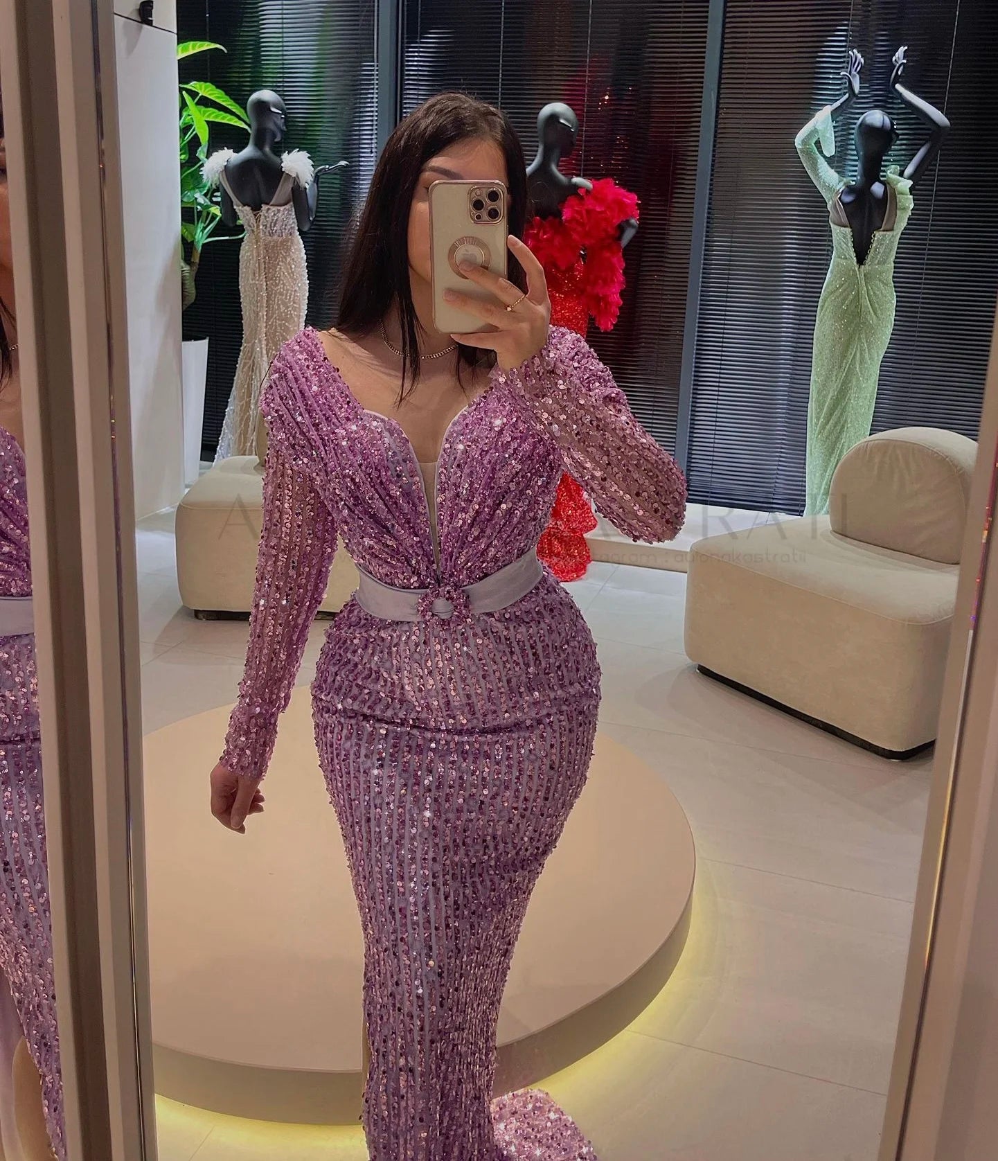Muslim Purple Cocktail Dresses Mermaid Long Sleeves Formal Occasion Dresses Beaded Evening Party Gowns Vestidos De Coctel