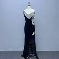 New High Quality Black Color Long Length Dress Thick Velvet With Gloves Sexy Sweetheart Design Sexy Party Dress
