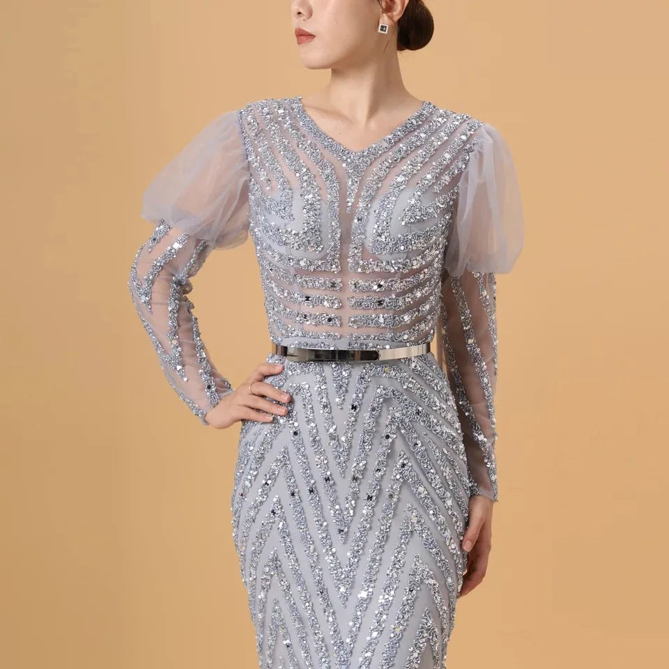 Golden Ready Made Beaded Gowns Arabia Women Party Dress in Bubai Gelinlik Mermaid Long Evening Dresses