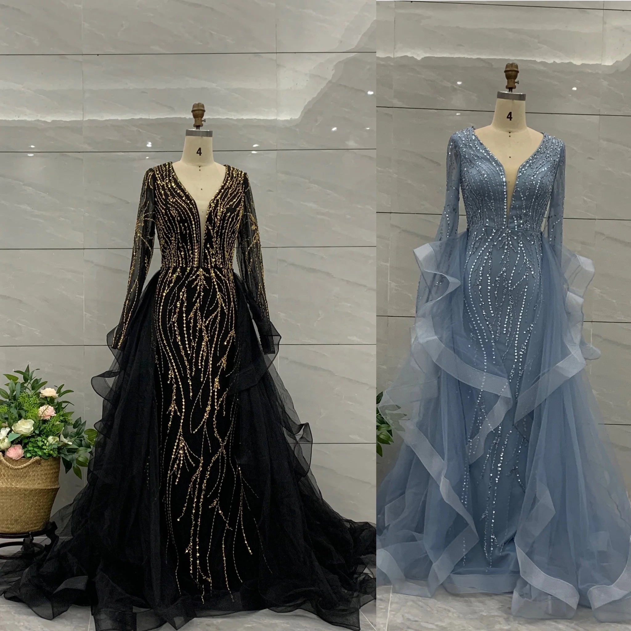 Summer Fashion 2022 New Tulle Beading Prom V-neck Ruffles Party Dress Banquet Long Plus Size Evening Dresses