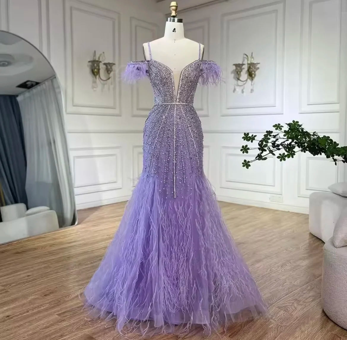 Luxury Feather White Nude Prom Evening Dresses Elegant Long Women's Wedding Party Dress