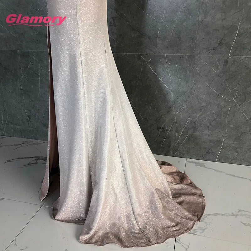 2020 Bottom Price Halter Party Evening Unique Glitter Fabric Sexy Formal Long Prom Dress