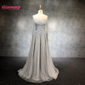 Luxury Beading Long Sleeve a Line Evening Prom Women Elegant Robe De Soiree