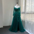 2022 Colors Long Sleeves a Line Beaded Feathers Evening Dresses Party Gowns for Women