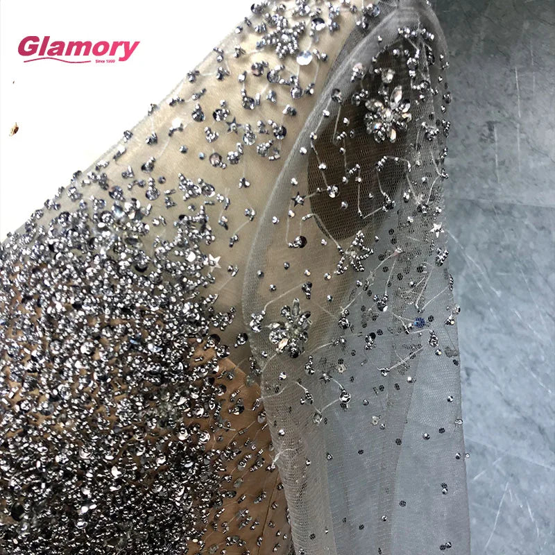 Hot Sale Korean Luxury Long Sleeves Prom Gown V Neck Party Evening Dress