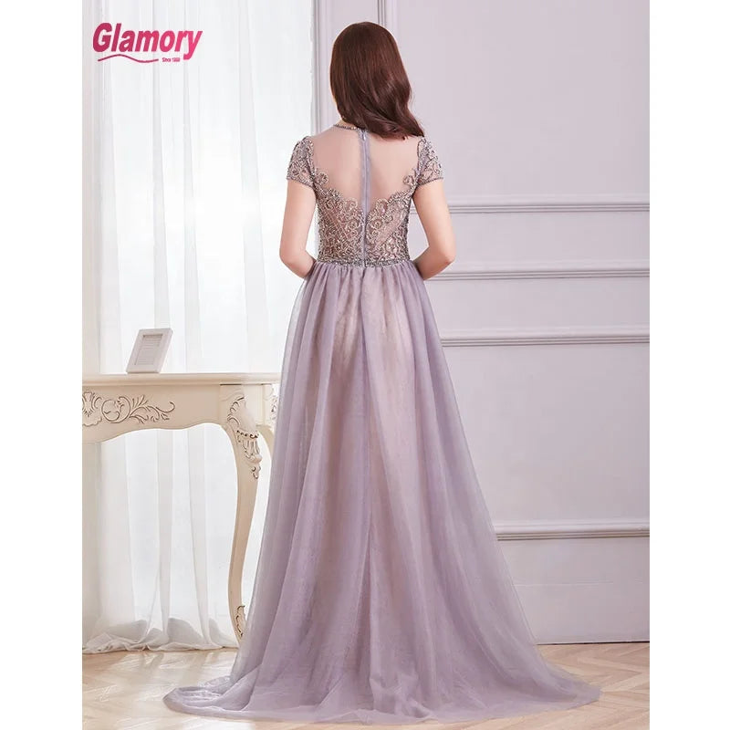 Gray Evening Dress With Dubai Design 2020  Luxury A-Line Formal Party Gown