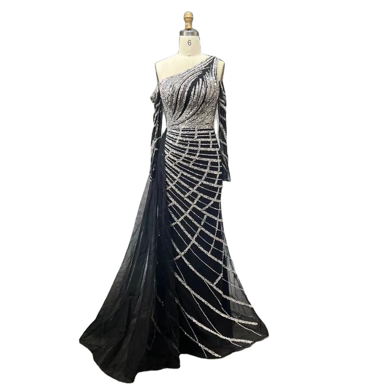 NEW 2024 One Shoulder Luxury Dubai Evening Dress Arabic Mermaid Prom Formal Dress for Wedding Party