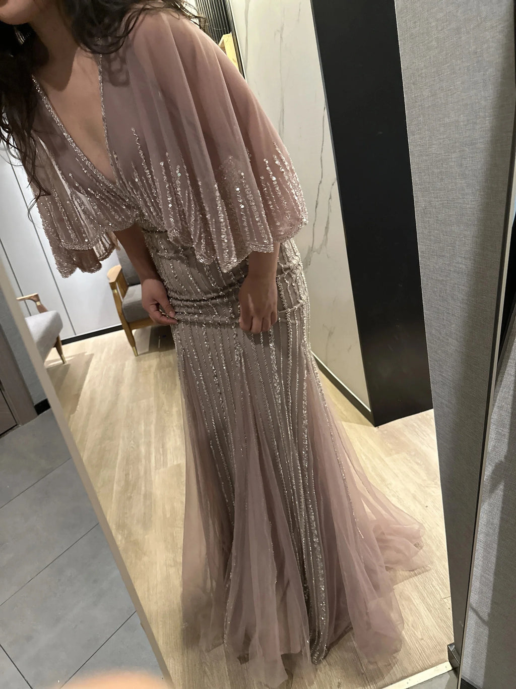 Turquoise V-Neck Mermaid Elegant Long Cape Beaded Luxury Dubai Evening Dresses Gowns for Women Wedding Party 2024