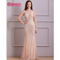 Women Dresses Glamorious Hot Drilling V-neck Beaded Gown Dress Halterneck  Evening Dress
