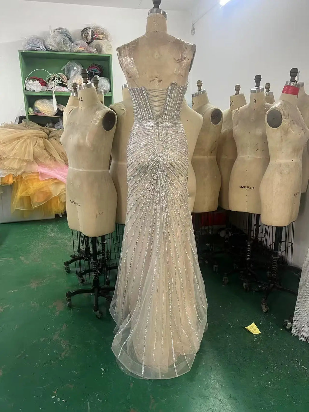 Glamorous Crystal Mermaid Prom Gown with Front Split Beaded Evening Dresses for Women Wedding Party Gowns