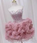 Pink New Design Sweet Heart Beading Sugar Dress Ruffles Party Evening Dress