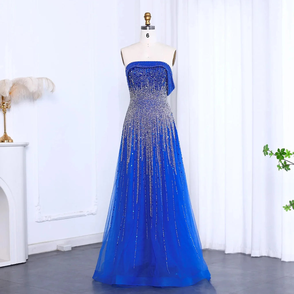 2025 Customized Turquoise Blue Luxury Dubai Evening Dress Elegant Off Shoulder Long Fuchsia Wedding Party Gown