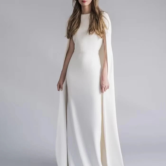 Sweeping Crepe Gown Satin Wedding Dresses Bridal Gowns Women Wedding Guest Formal Party Dress