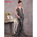 Sexy Suspenders Dress Fishtail Sequin Lace Evening Dresses Backless Bodycon Evening Dresses for Women