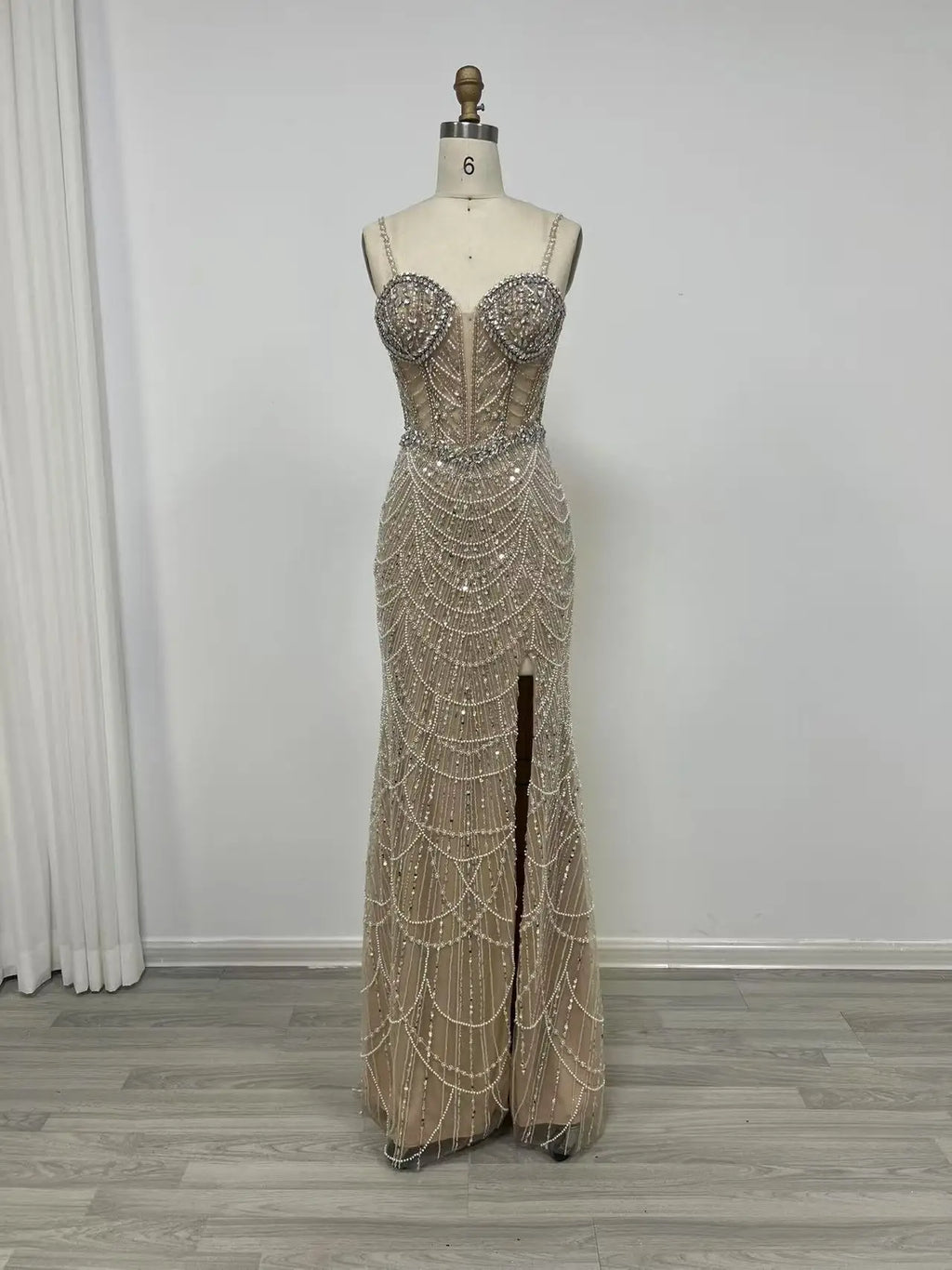 Luxury Dubai Mermaid Crysta Rhinestones Nude Evening Dresses Elegant Sweetheart Beaded Arabic Women Wedding Party Gowns
