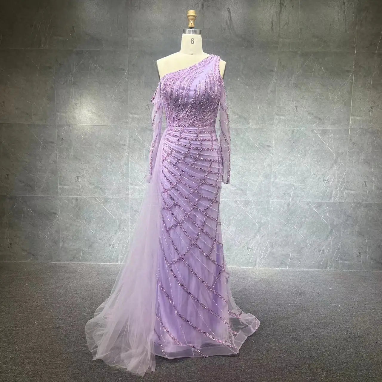 NEW 2024 One Shoulder Luxury Dubai Evening Dress Arabic Mermaid Prom Formal Dress for Wedding Party