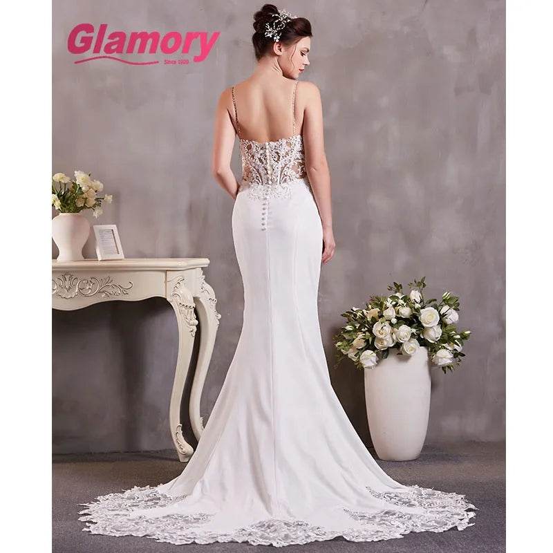2020 Mermaid Wedding Dress Sleeves Vestidos Lace Sweetheart Neck Bridal Gown