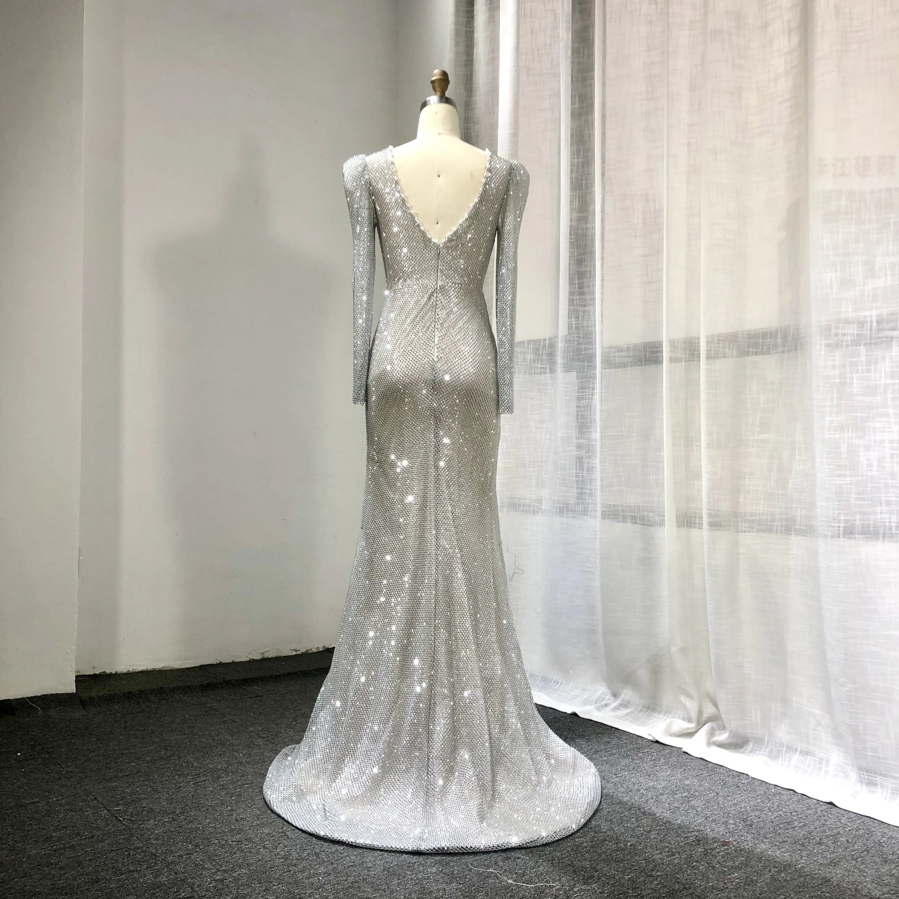 Women Beaded Mermaid Evening Dresses Elegant Evening Gown Sequin Party Prom Dresses