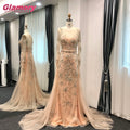 Rose Gold Long Sleeve Tirkish Dress With Stylish Beaded Evening Dresses Made in China