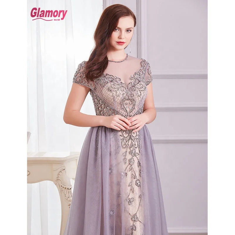 Gray Evening Dress With Dubai Design 2020  Luxury A-Line Formal Party Gown
