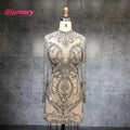 New Style Luxury High Neck Long Sleeve Bodycon Beading Mermaid Club Dress