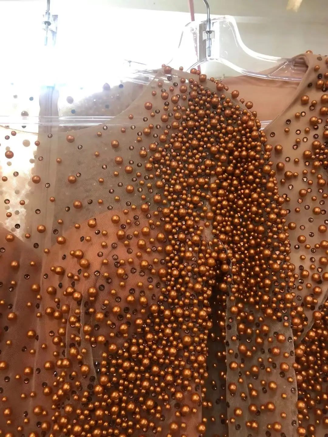 2022 Fashion Vestido De Novia Pearls Beaded Maxi Dress Short Sleeved Sexy Slit Women Party Gown Prom Dress