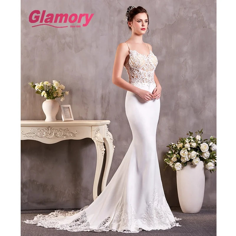 2020 Mermaid Wedding Dress Sleeves Vestidos Lace Sweetheart Neck Bridal Gown