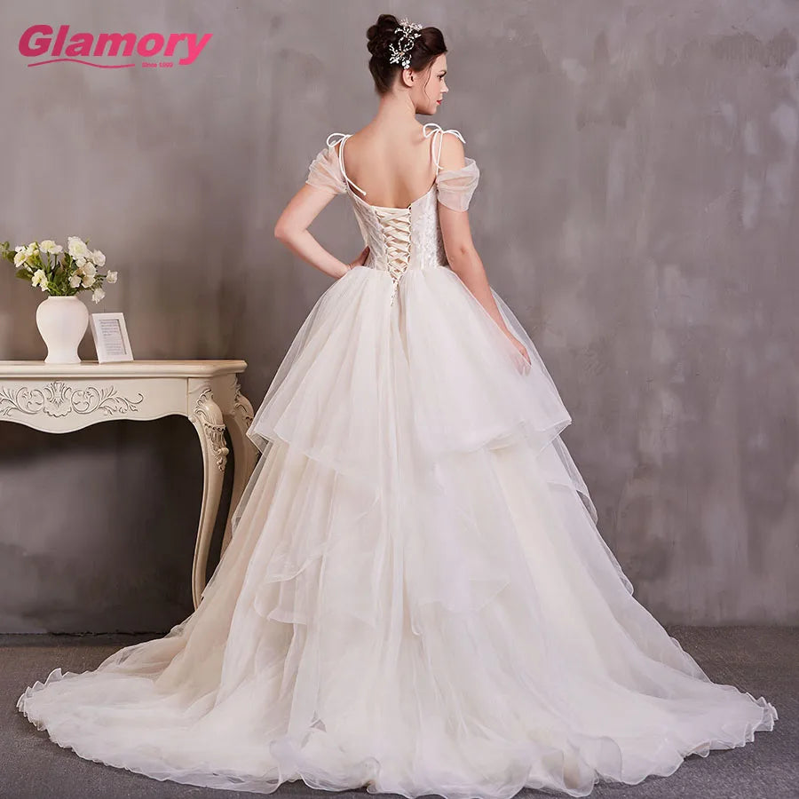 Vestido De Noiva Wedding Dress Sweetheart Neck Dresses Off Shoulder Ruffles Skirt Bridal Gown