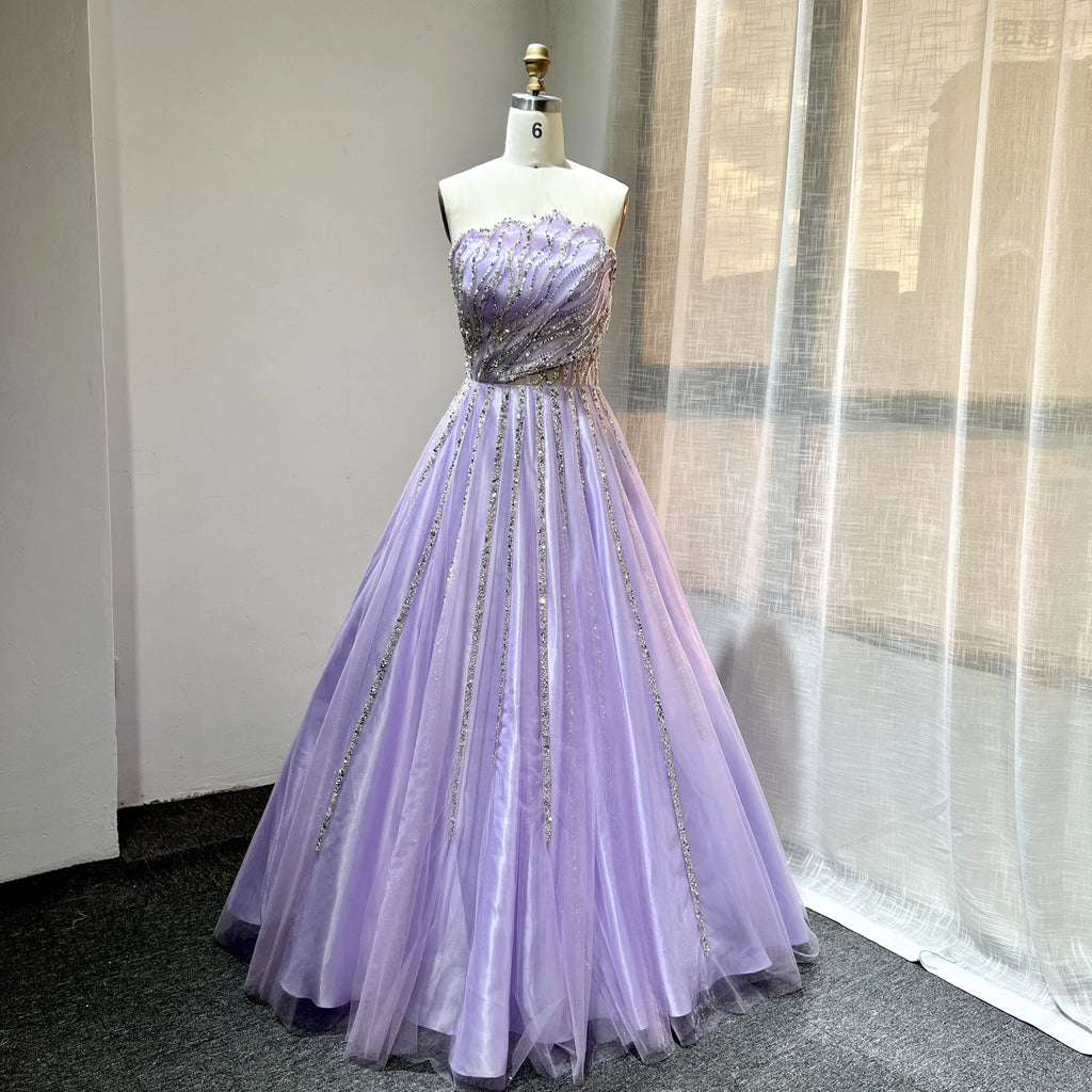 2022 Lilac a Line Evening Gowns High Quality Elegant Formal Party Prom Beading for Women Evening Dresses
