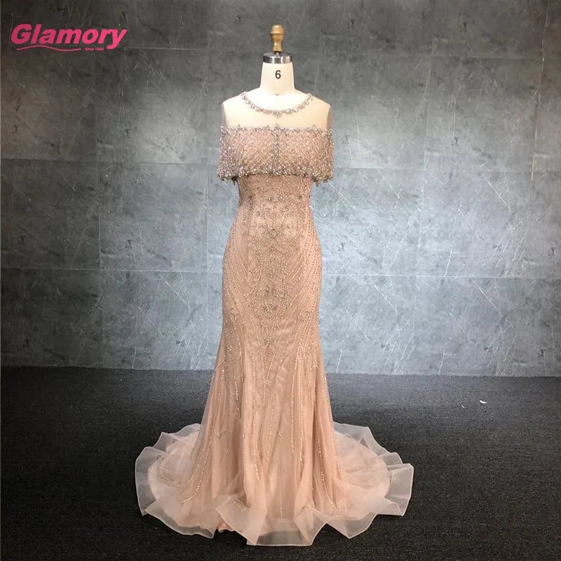 Elegant 2024 Evening  Dresses Beaded Crystal Sexy Women's Dresses for Party Gown