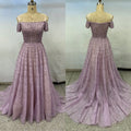 Luxury Dubai Mint Green Evening Dresses Elegant Off Shoulder Lilac Arabic Formal Dress for Women Wedding Party