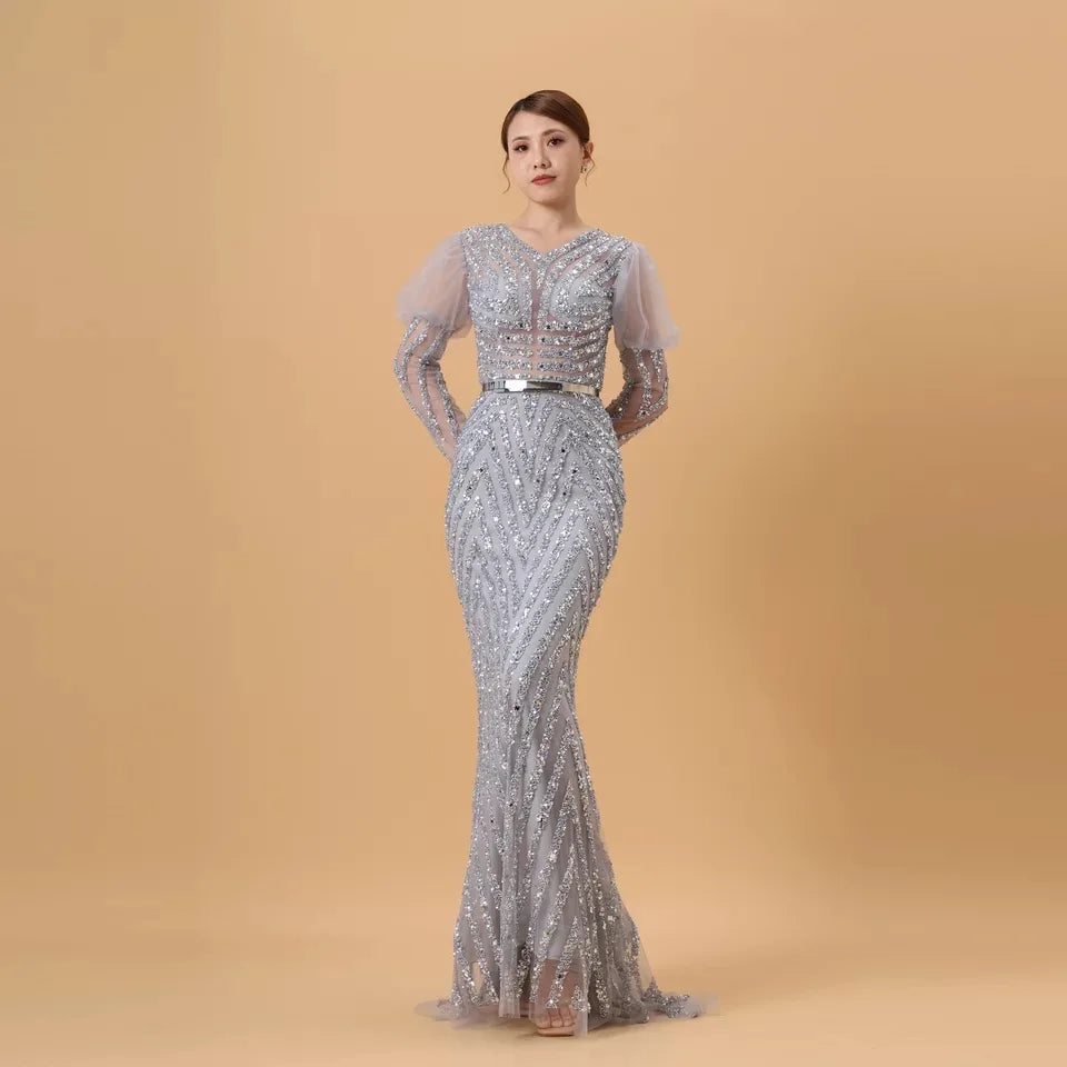 Golden Ready Made Beaded Gowns Arabia Women Party Dress in Bubai Gelinlik Mermaid Long Evening Dresses