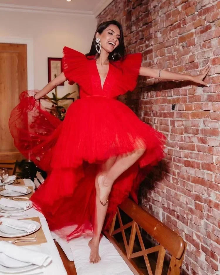 New Backless Pleated Three-dimensional Large Trailing Gauze Skirt Long Evening Dress Large Party Costumes for Birthday