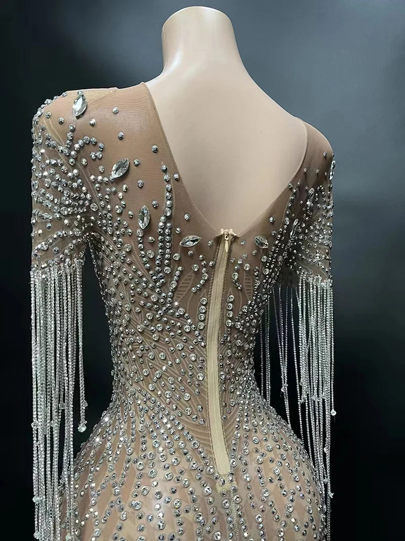 Luxury Elegant Deep V NudeWoman Evening Gown Slim Printed Knee-Length Dresses Suitable for Formal Parties